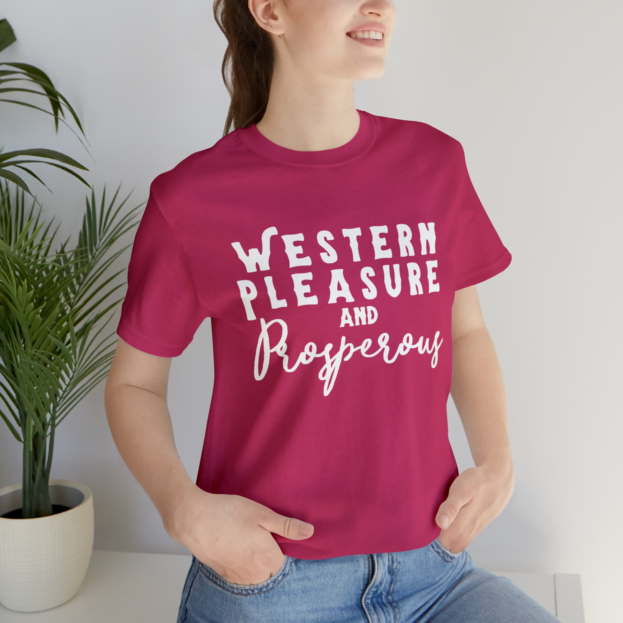 Western Pleasure & Prosperous Short Sleeve Tee Horse Riding Discipline Tee Printify Berry XS 