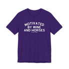 Motivated By Wine & Horses Short Sleeve Tee T-Shirt The Cinchy Cowgirl - Print Team Purple XS