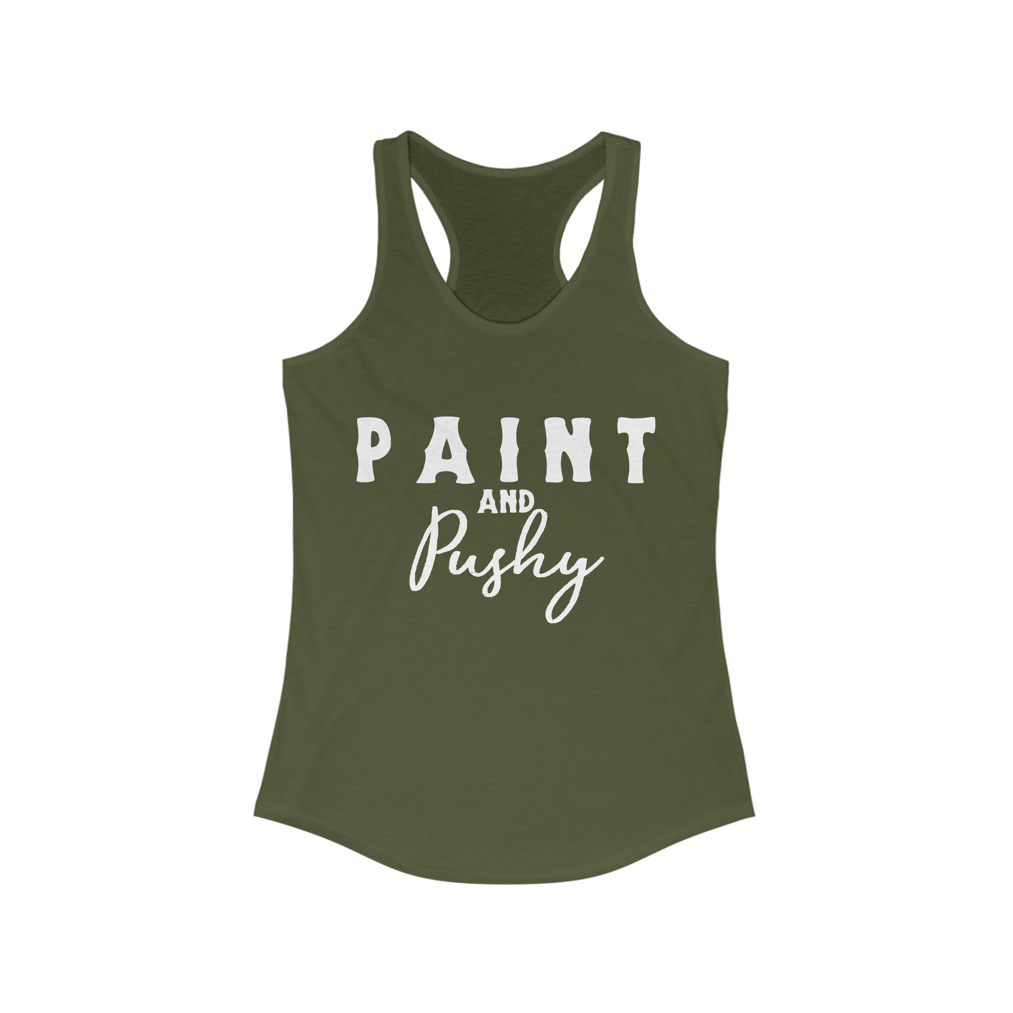Paint & Pushy Racerback Tank Horse Color Shirts Printify XS Solid Military Green