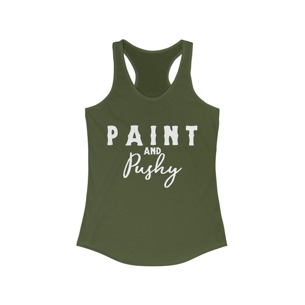 Paint & Pushy Racerback Tank Horse Color Shirts Printify M Solid Military Green 