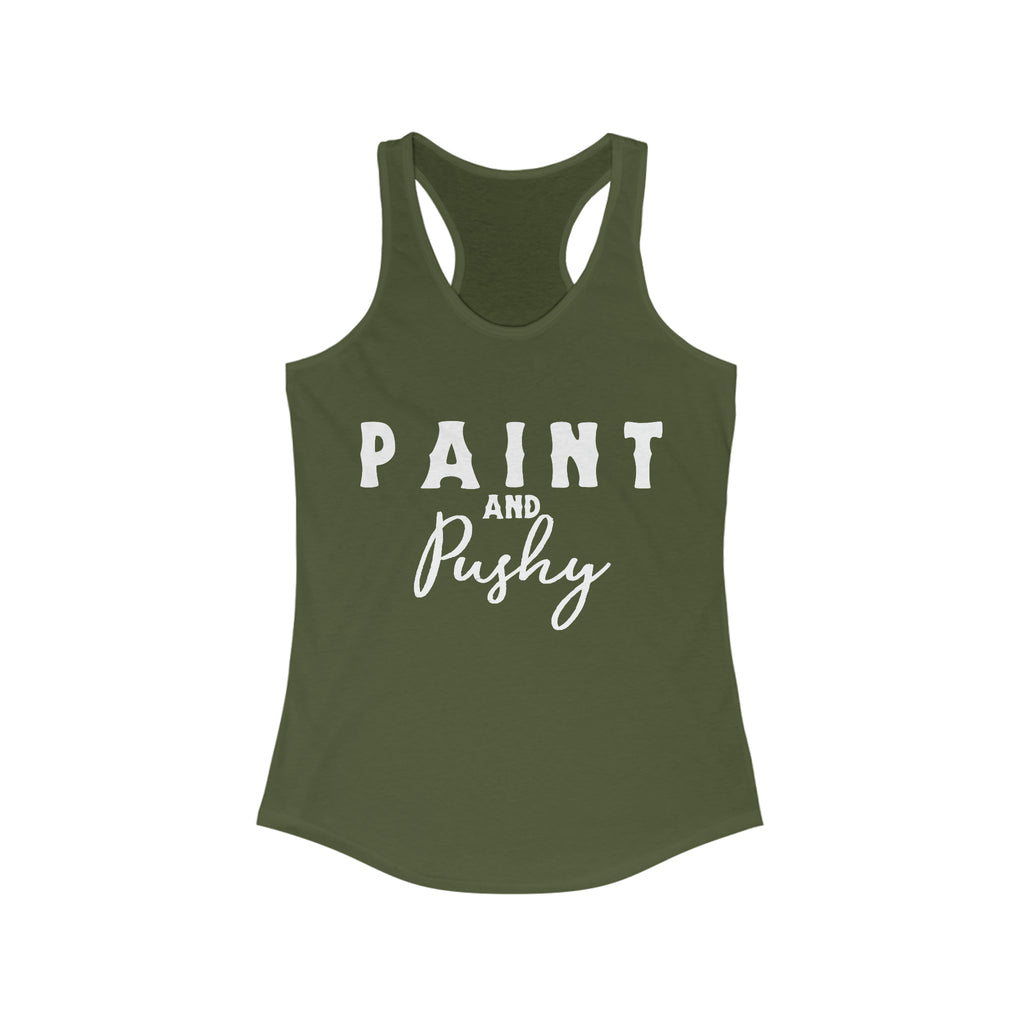 Paint & Pushy Racerback Tank Horse Color Shirts Printify XS Solid Military Green