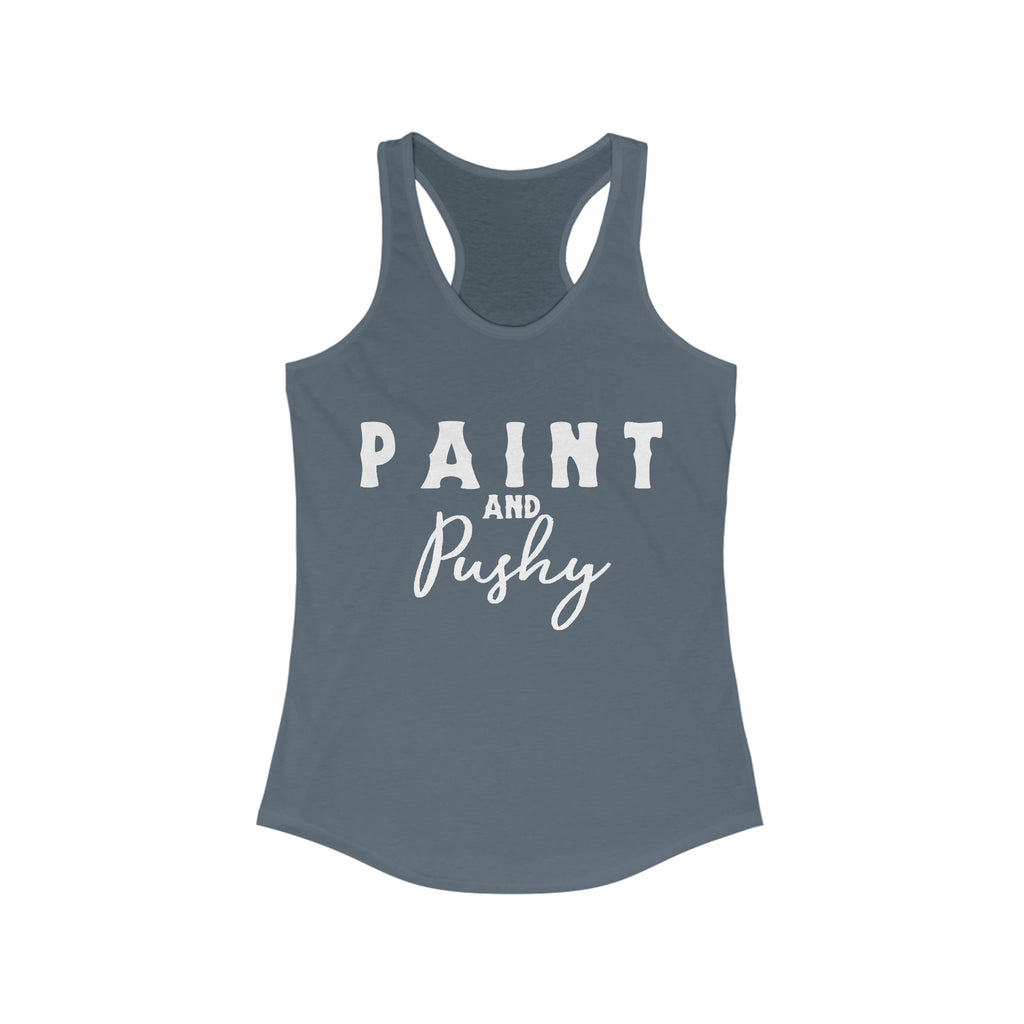 Paint & Pushy Racerback Tank Horse Color Shirts Printify XS Solid Indigo 