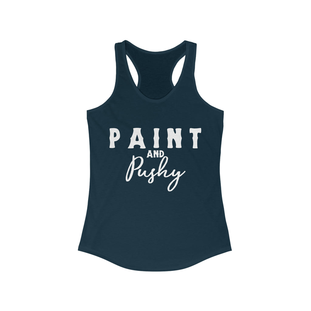 Paint & Pushy Racerback Tank Horse Color Shirts Printify XS Solid Midnight Navy 