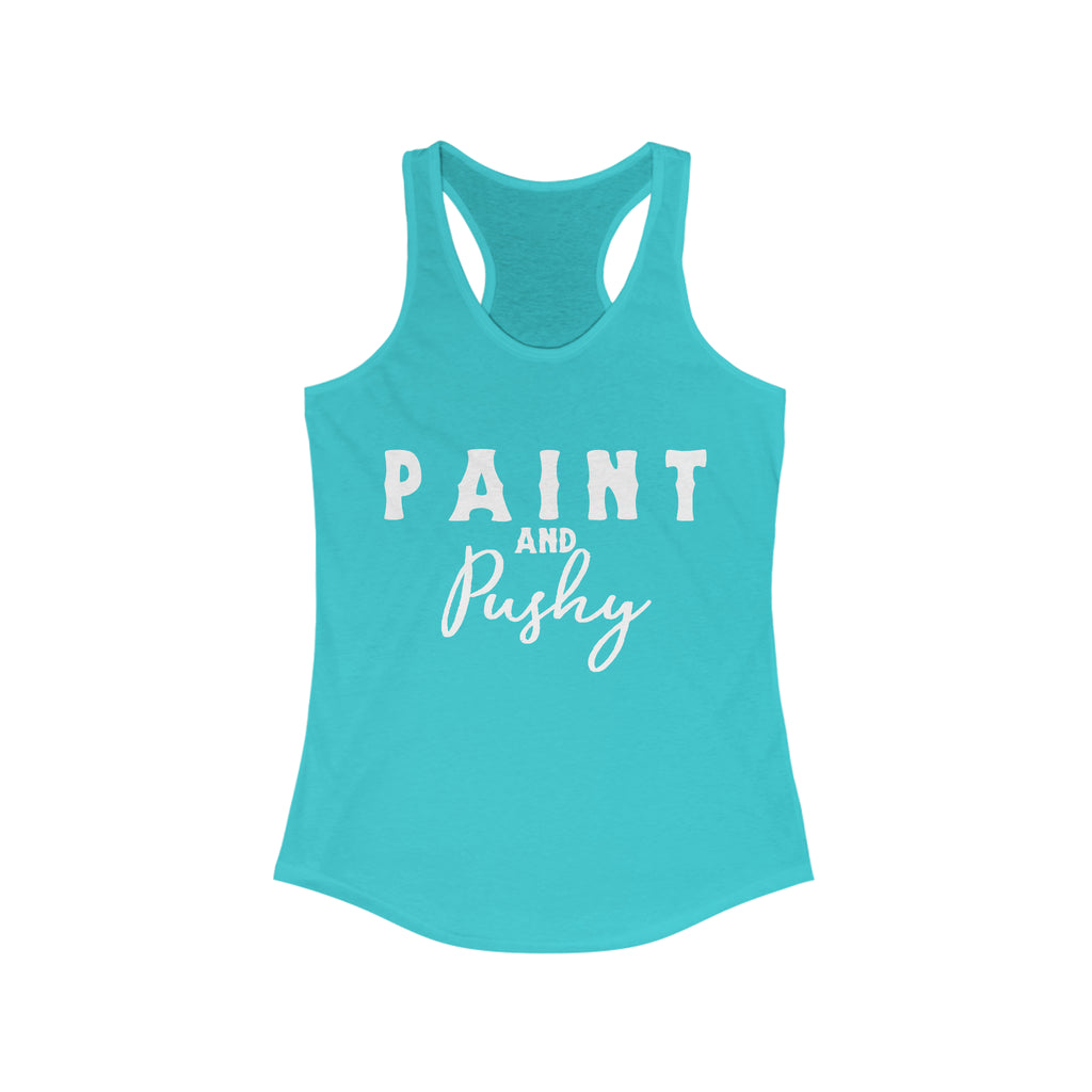 Paint & Pushy Racerback Tank Horse Color Shirts Printify XS Solid Tahiti Blue 