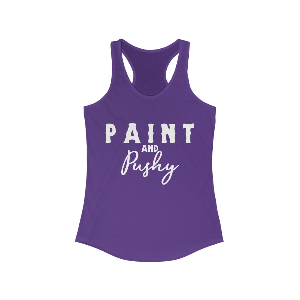 Paint & Pushy Racerback Tank Horse Color Shirts Printify XS Solid Purple Rush 