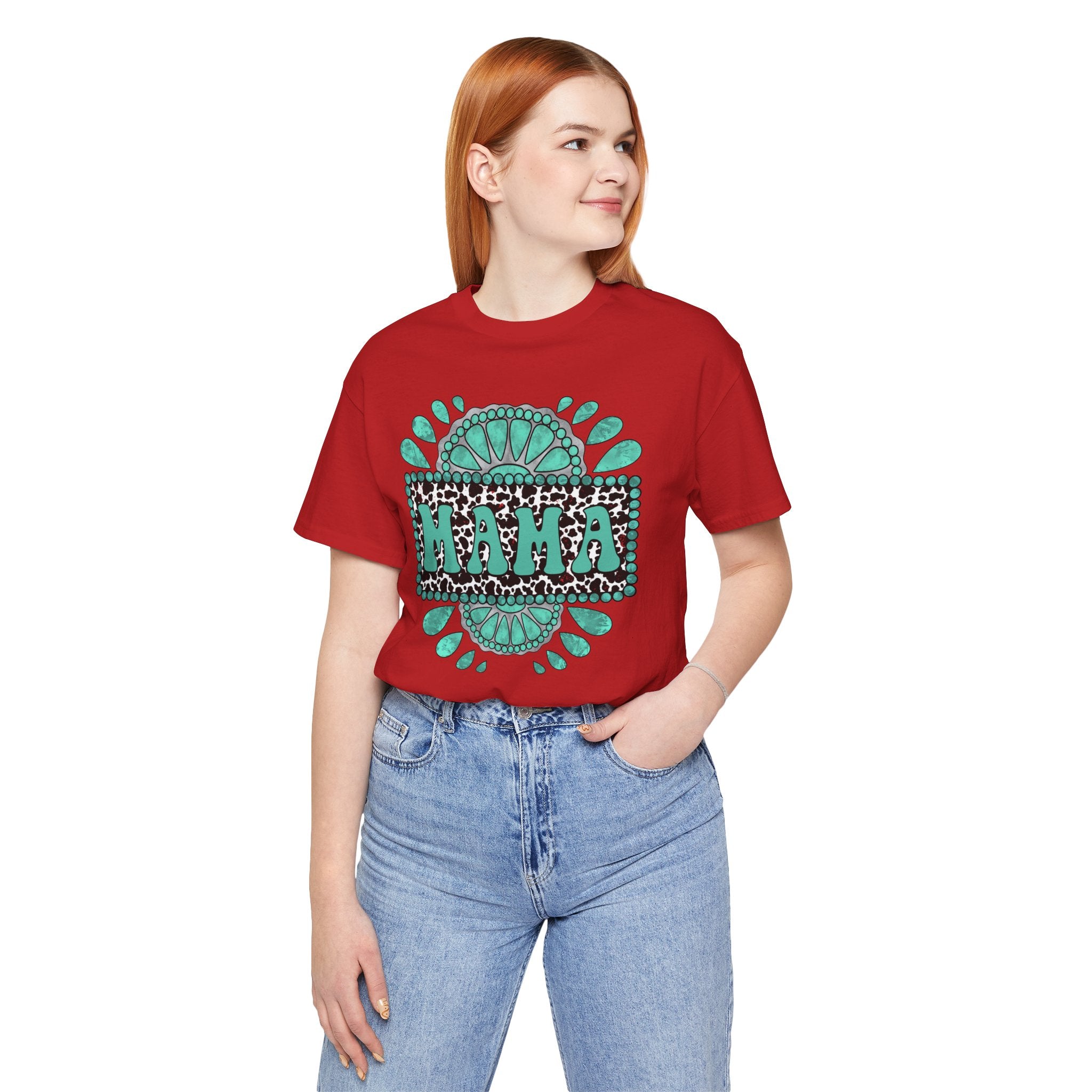 Turquoise Western Mama Short Sleeve Graphic Tee (Available In 14 Colors) T-Shirt Printify