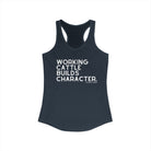 Working Cattle Builds Character Racerback Tank Tank Top The Cinchy Cowgirl - Print XS Solid Indigo