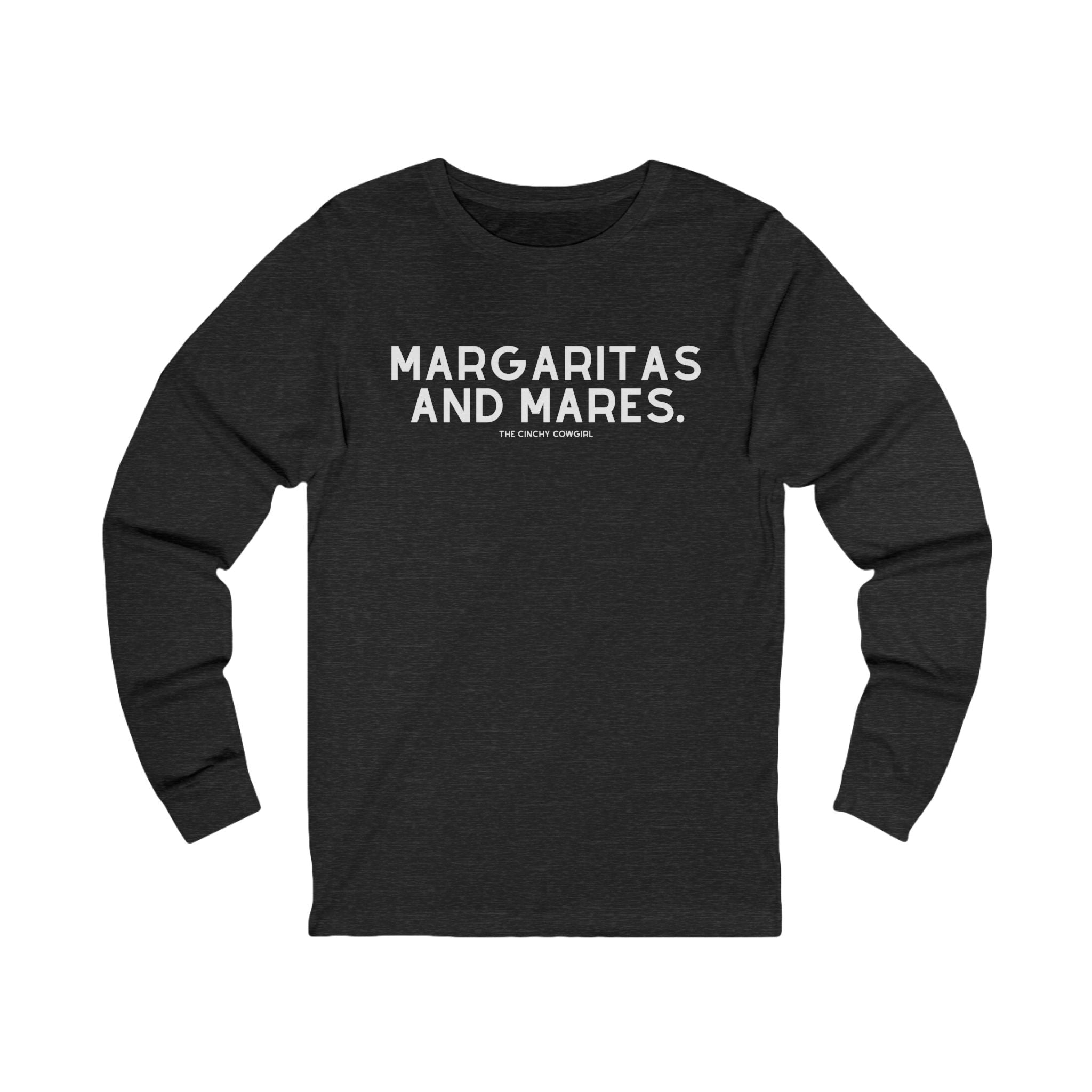 Margaritas & Mares Long Sleeve Tee Long-sleeve The Cinchy Cowgirl - Print S Dark Heathered Gray