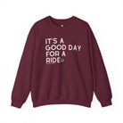 It's A Good Day For A Ride Fleece Pullover Sweatshirt The Cinchy Cowgirl - Print S Maroon
