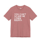 You Can't Scare Me I Own Mares Short Sleeve Graphic Tee T-Shirt The Cinchy Cowgirl - Print Heather Mauve XS
