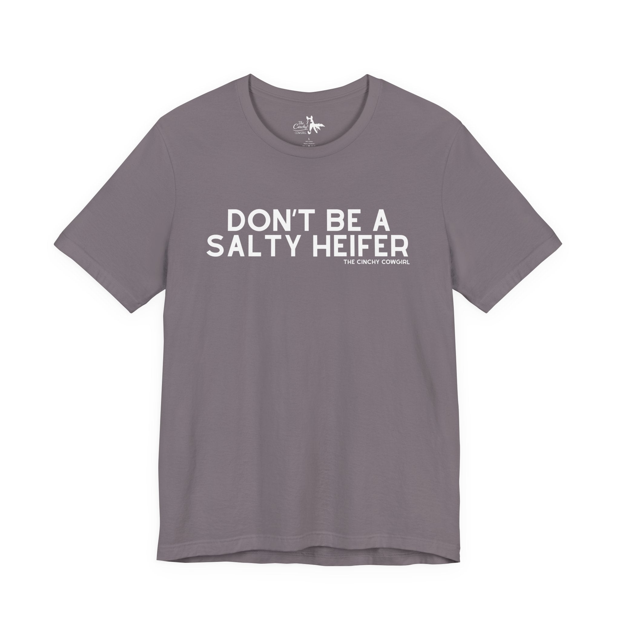 Don't Be A Salty Heifer Short Sleeve Tee T-Shirt The Cinchy Cowgirl - Print Storm XS