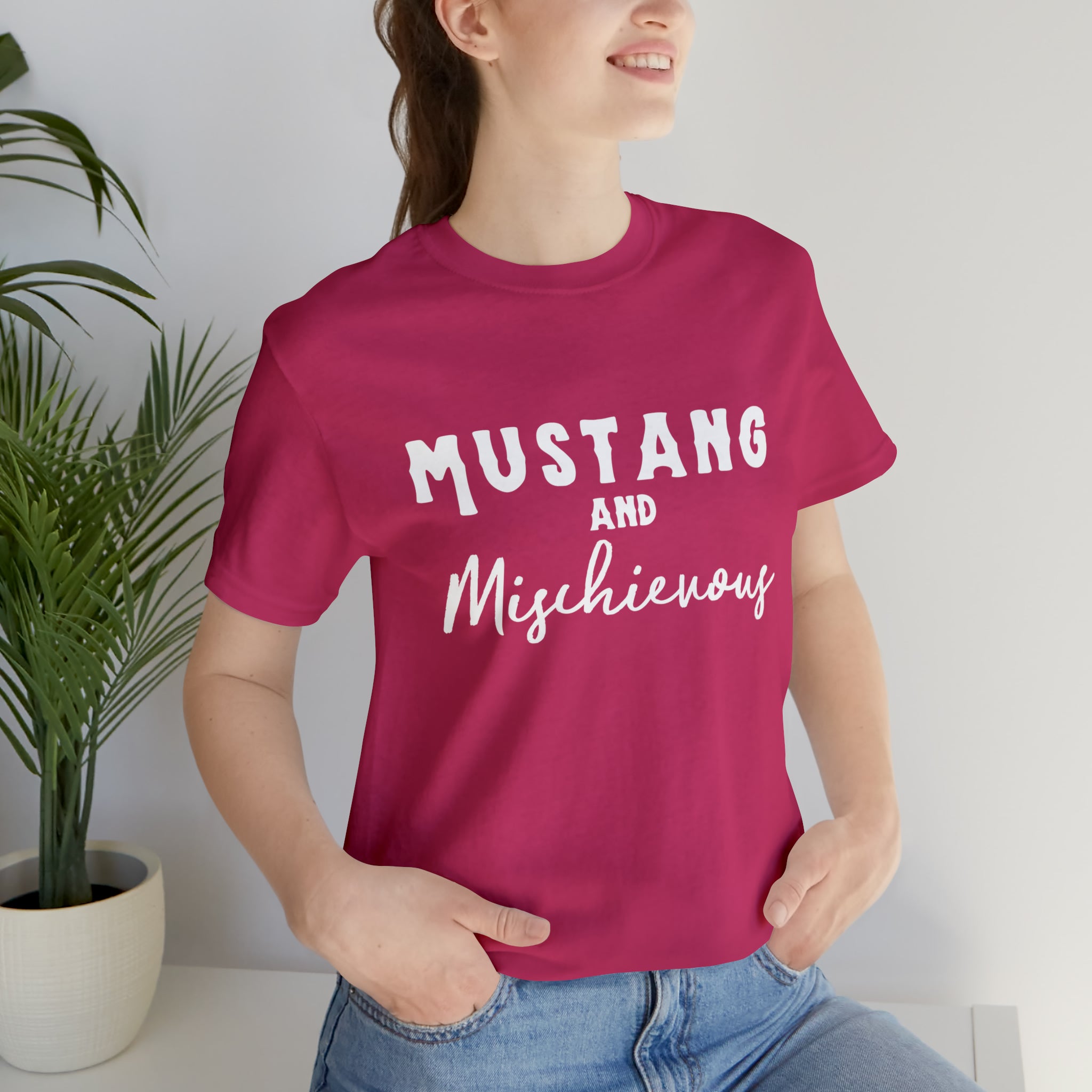 Mustang & Mischievous Short Sleeve Tee Horse Color Shirt Printify Berry XS 