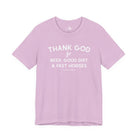 Thank God for Beer, Good Dirt & Fast Horses Short Sleeve Tee Graphic Tee The Cinchy Cowgirl - Print Lilac XS