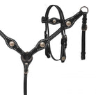 Silver Concho Headstall and Breastcollar Set headstall set Shiloh Black