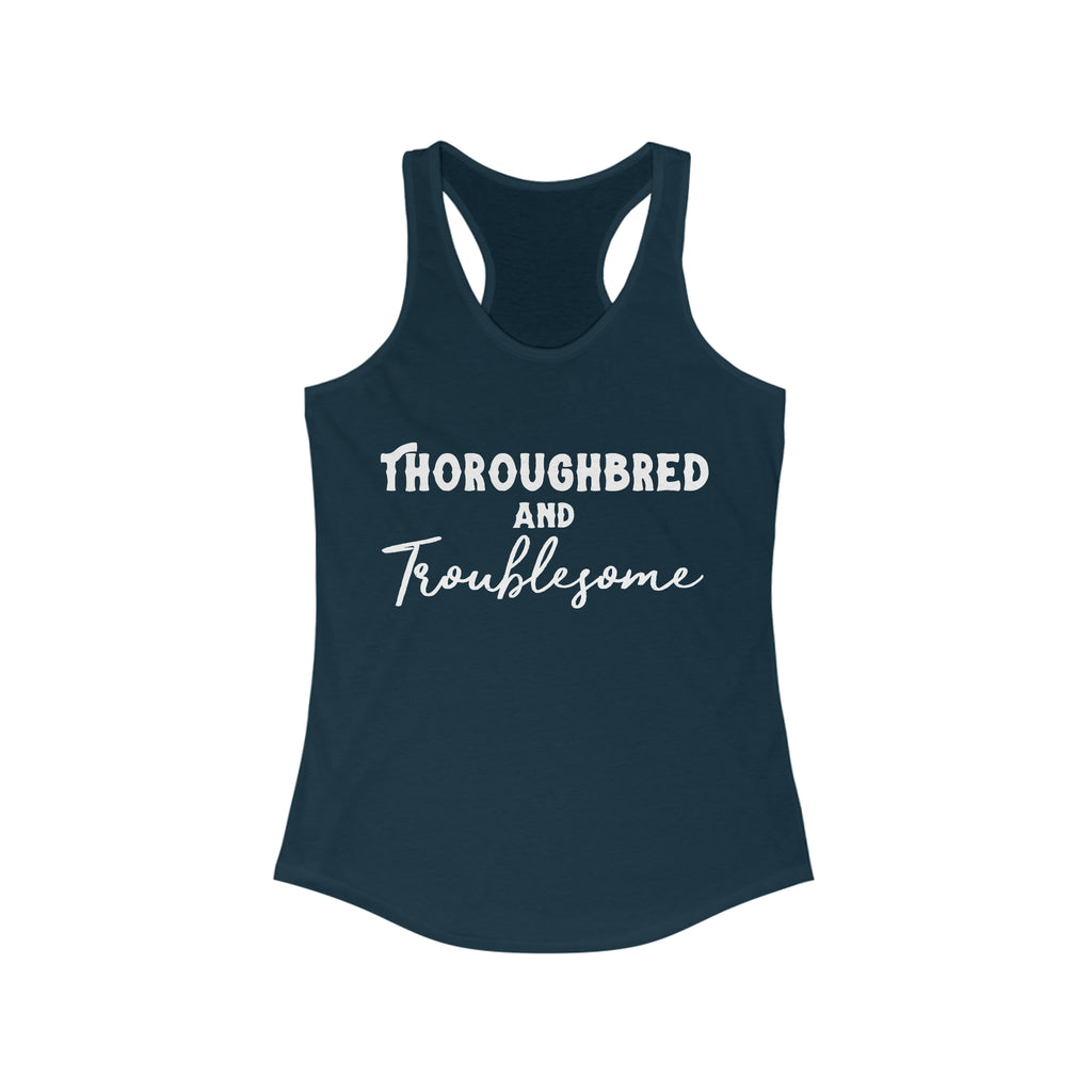 Thoroughbred & Troublesome Racerback Tank Horse Color Shirts Printify XS Solid Midnight Navy 