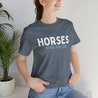 HORSES Because People Suck Short Sleeve Tee tcc graphic tee Printify Heather Slate XS 