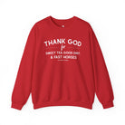 Thank God For Sweet Tea, Good Dirt, & Fast Horses Pullover Sweatshirt The Cinchy Cowgirl - Print S Red