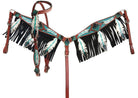 Cut-Out Teal Feather Fringe Headstall Set headstall set Shiloh