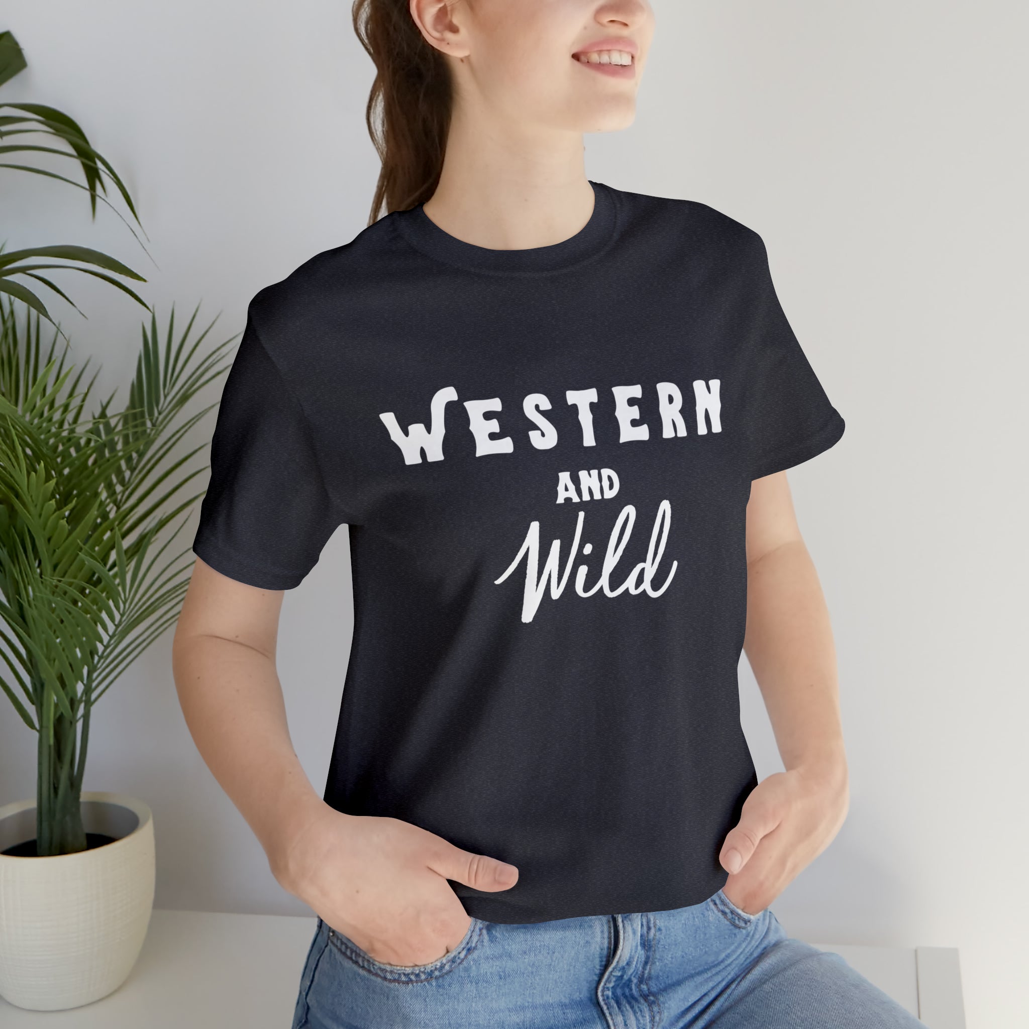 Western & Wild Short Sleeve Tee Horse Riding Discipline Tee Printify Heather Navy XS 