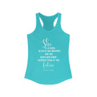 She is Clothed Racerback Tank tcc graphic tee Printify XS Solid Tahiti Blue 