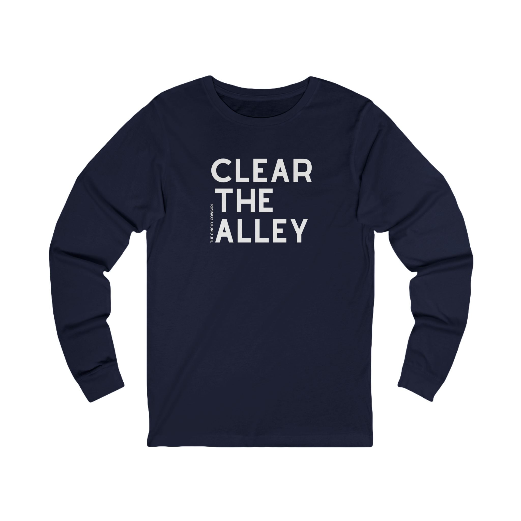 Clear The Alley Long Sleeve Tee Long Sleeve Graphic Tee The Cinchy Cowgirl - Print S Navy