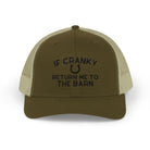 If Cranky Return Me To The Barn Trucker Hat Embroidered TCC Hat The Cinchy Cowgirl - Print Moss / Khaki