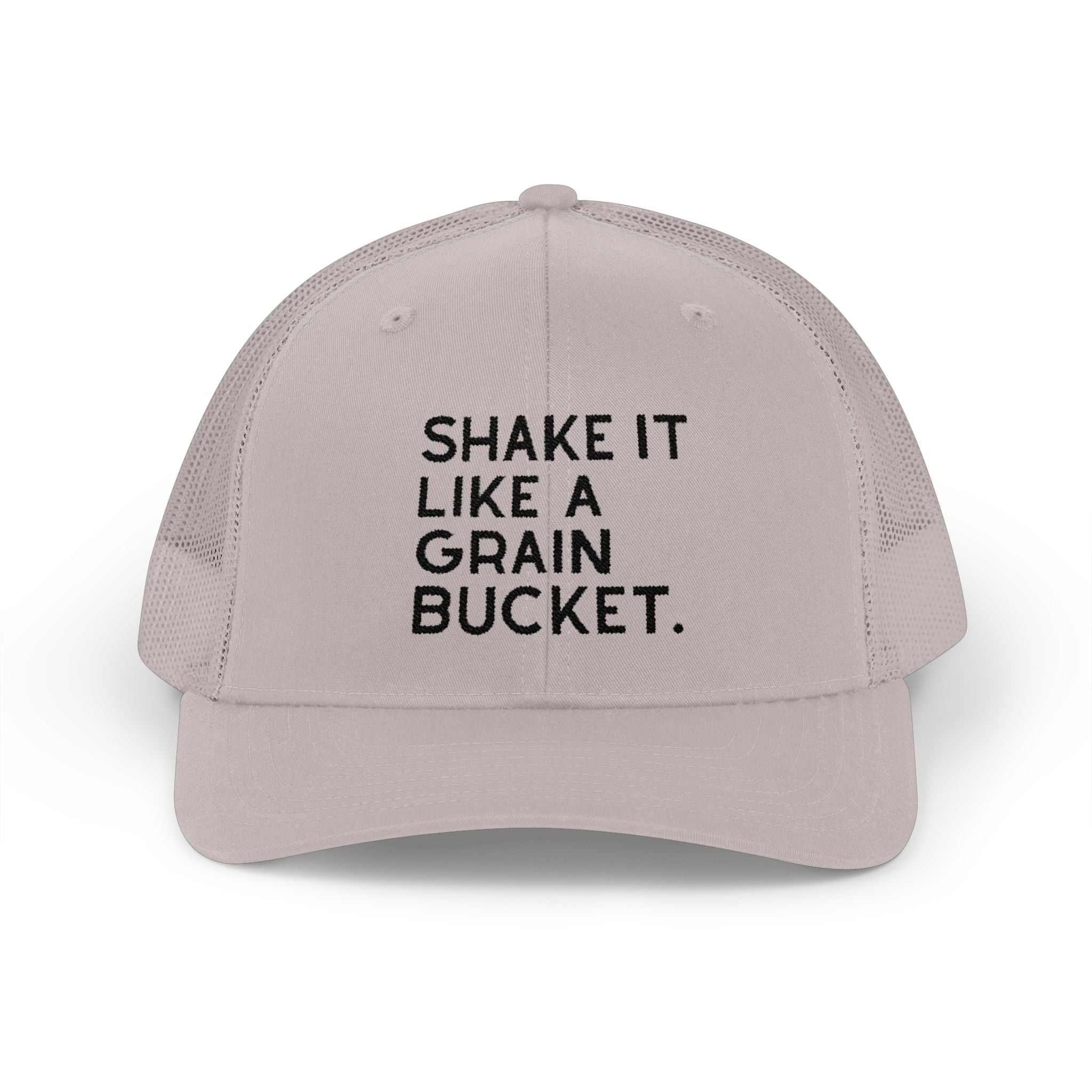 Embroidered Shake It Like A Grain Bucket Trucker Hat Embroidered TCC Hat The Cinchy Cowgirl - Print Silver