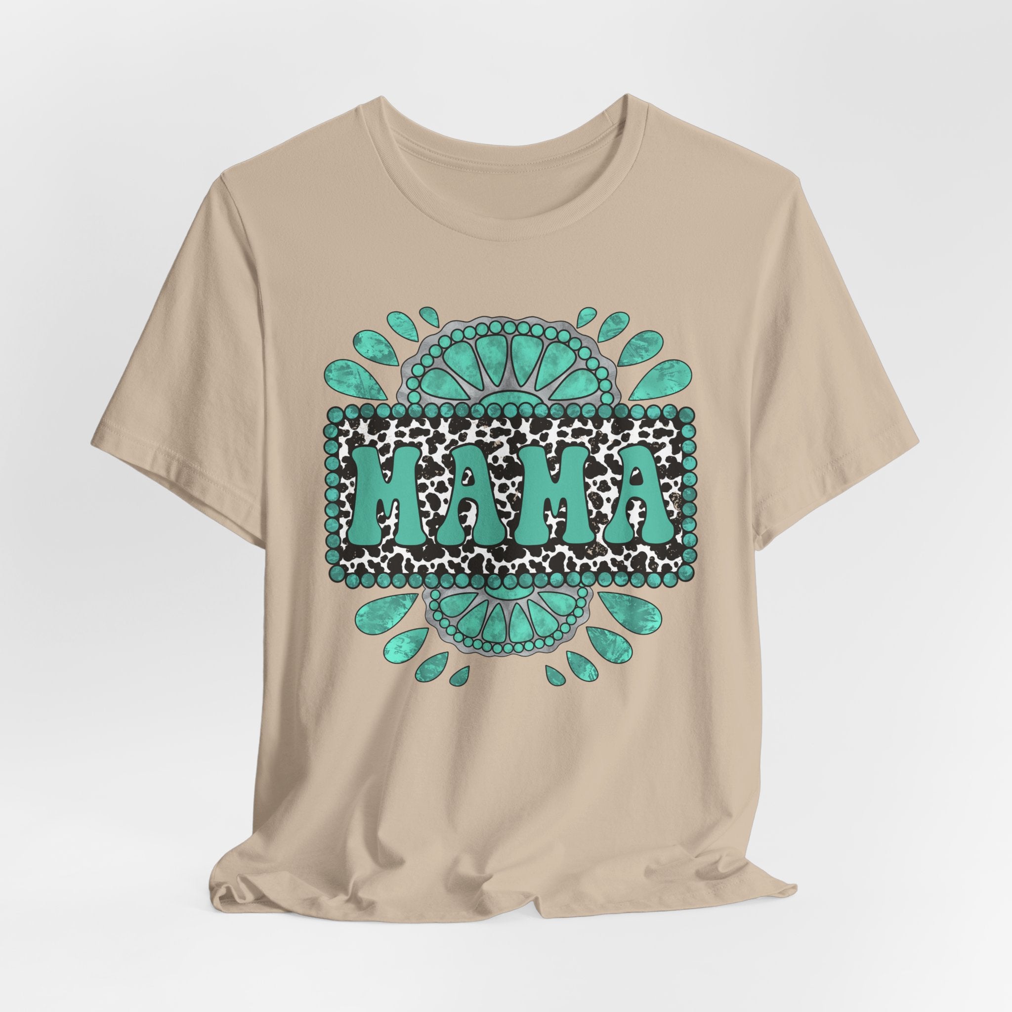 Turquoise Western Mama Short Sleeve Graphic Tee (Available In 14 Colors) T-Shirt Printify Tan XS