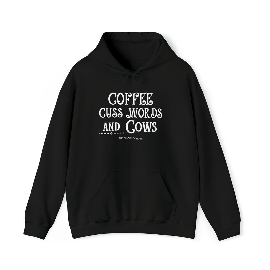 Coffee Cuss Words Cows Hoodie Hoodie Printify Black S 