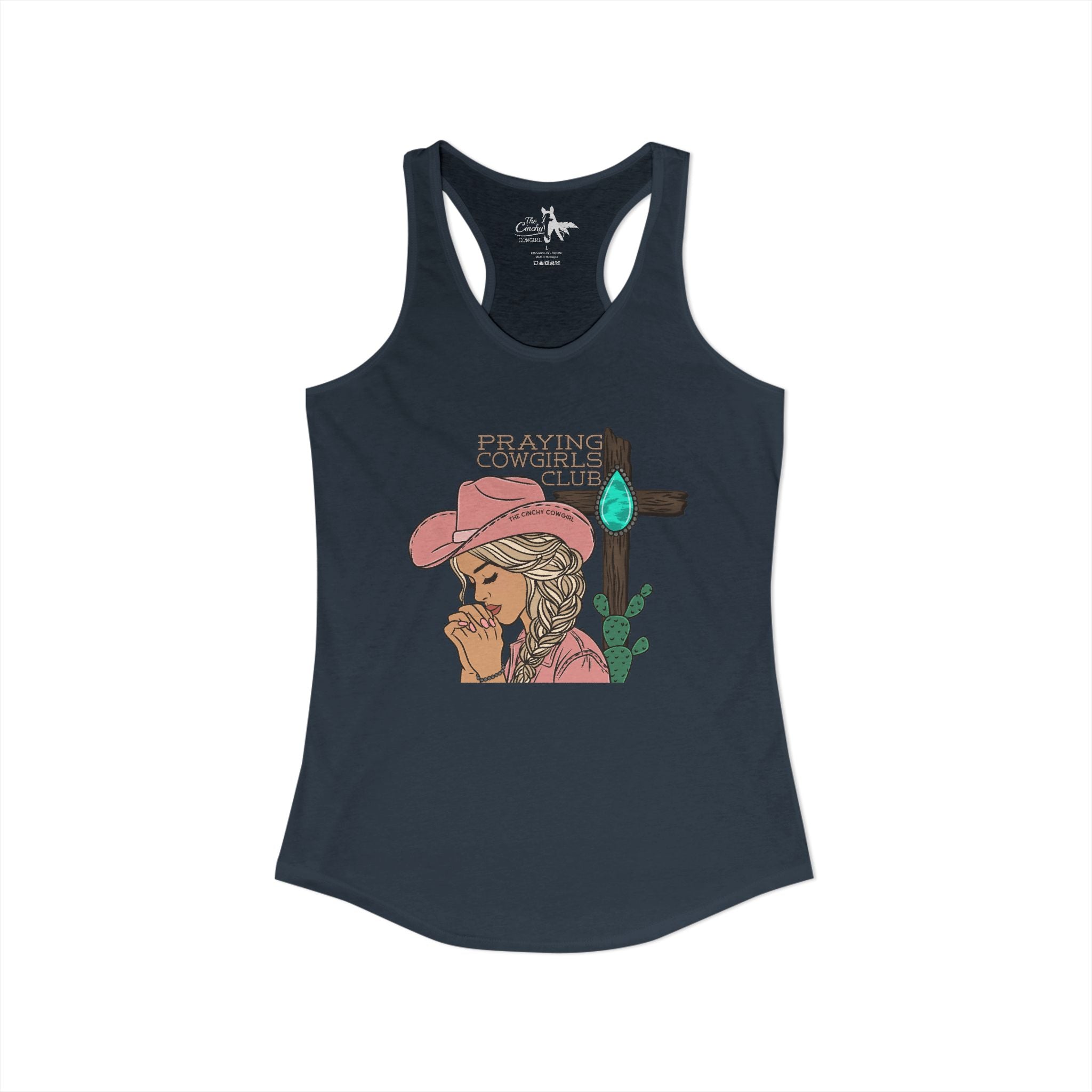 Praying Cowgirls Club Tank Top Tank Top The Cinchy Cowgirl - Print XS Solid Indigo