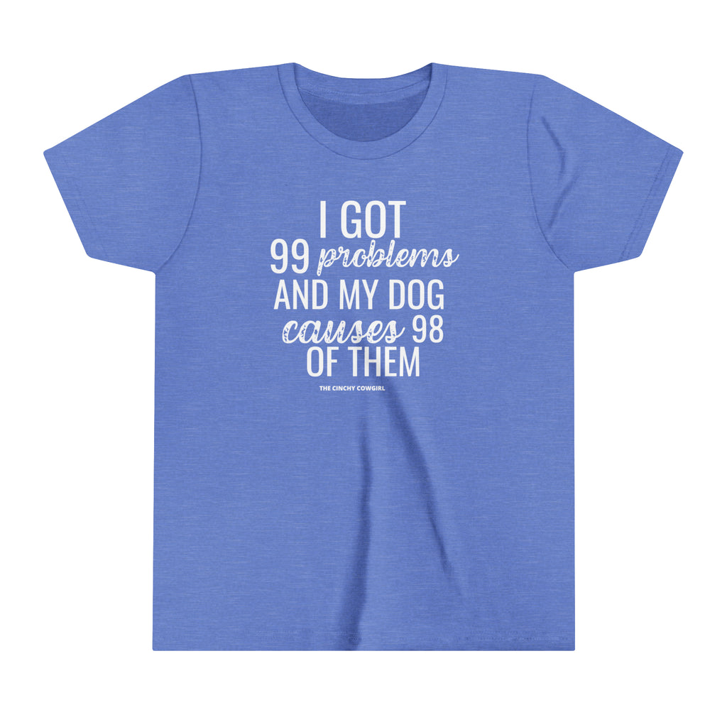 Dog Problem Youth Short Sleeve Tee Blue
