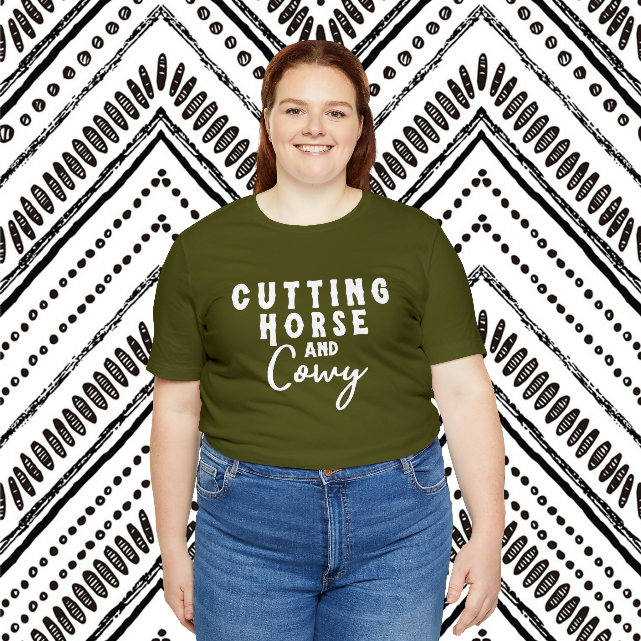 Cutting Horse & Cowy Short Sleeve Tee Horse Riding Discipline Tee Printify   