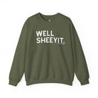 Well Sheeyit Fleece Pullover Sweatshirt The Cinchy Cowgirl - Print S Military Green