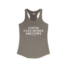 Coffee, Cuss Words And Cows Tank Top Tank Top The Cinchy Cowgirl - Print XS Solid Warm Gray