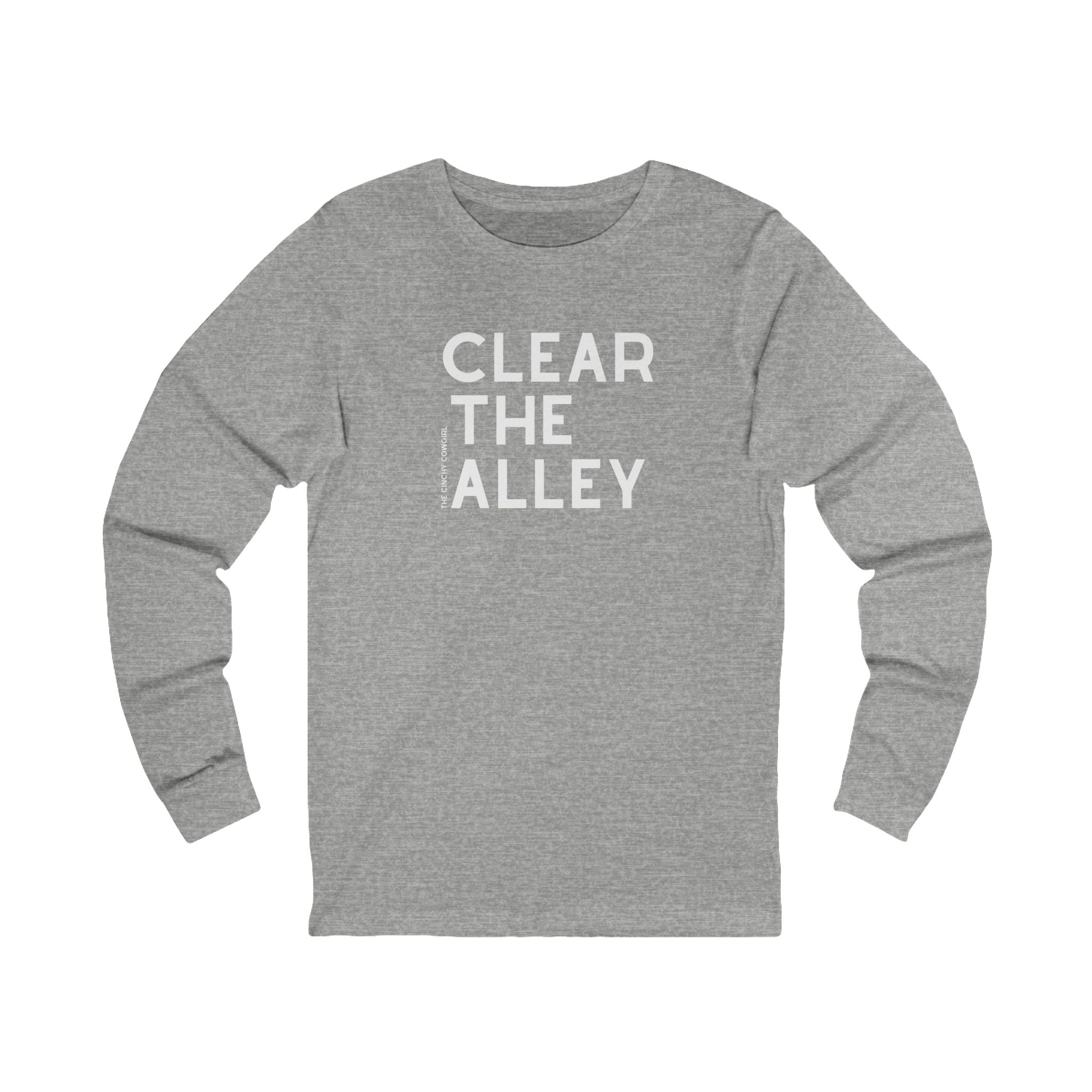 Clear The Alley Long Sleeve Tee Long Sleeve Graphic Tee The Cinchy Cowgirl - Print S Athletic Heather