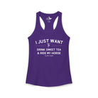 I Just Want to Drink Sweet Tea And Ride My Horse Tank Top Tank Top The Cinchy Cowgirl - Print XS Solid Purple Rush