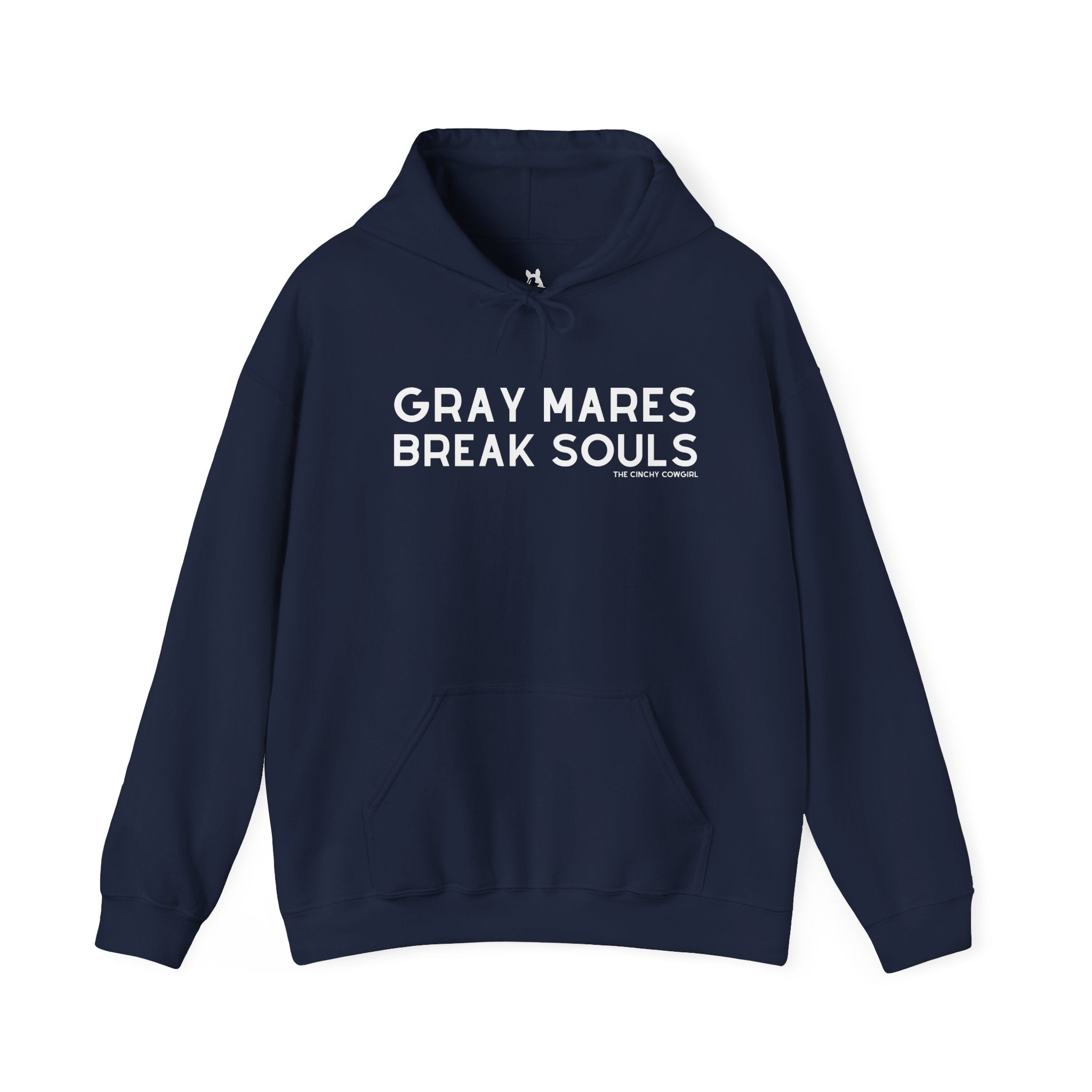 Gray Mares Break Souls Hoodie Hoodie The Cinchy Cowgirl - Print Navy S