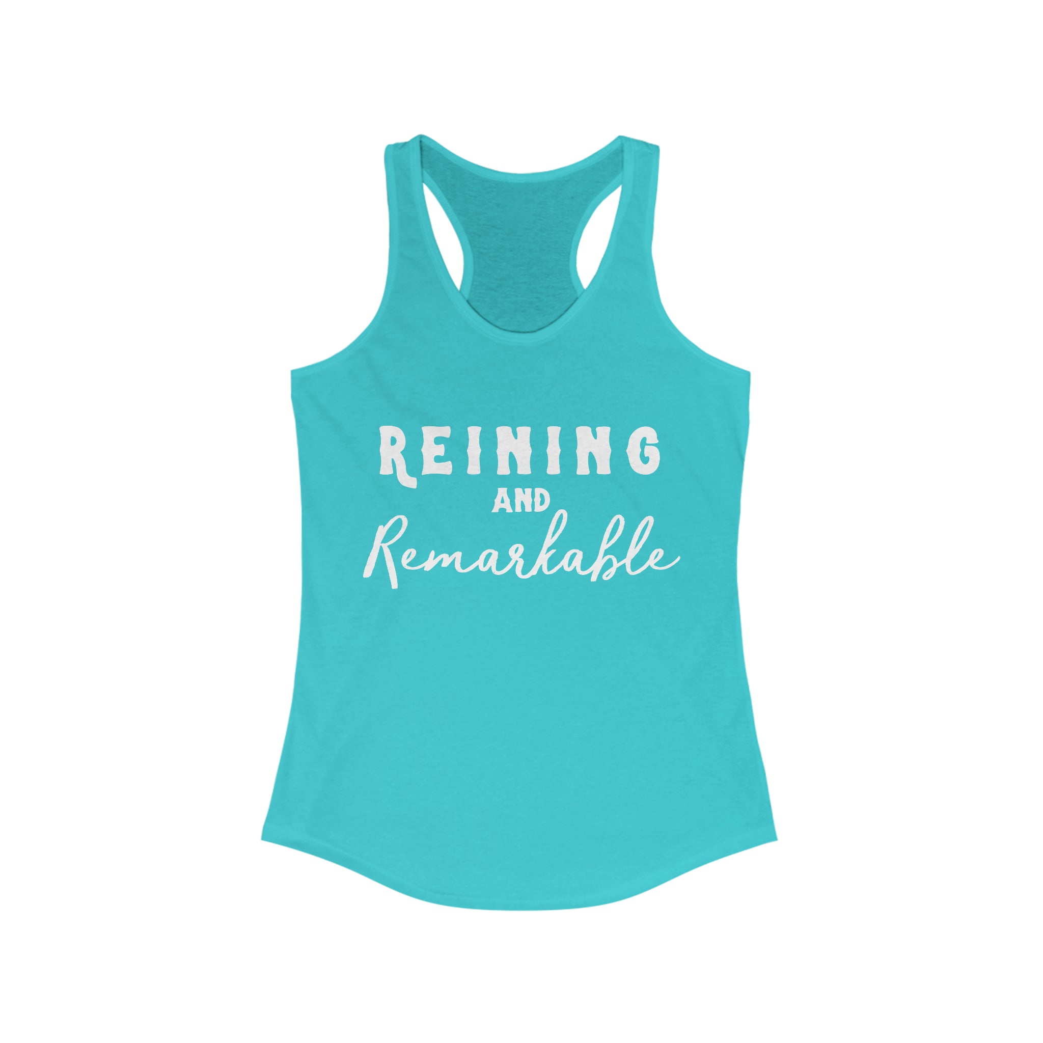 Reining & Remarkable Racerback Tank Horse Riding Discipline Tee Printify XS Solid Tahiti Blue 