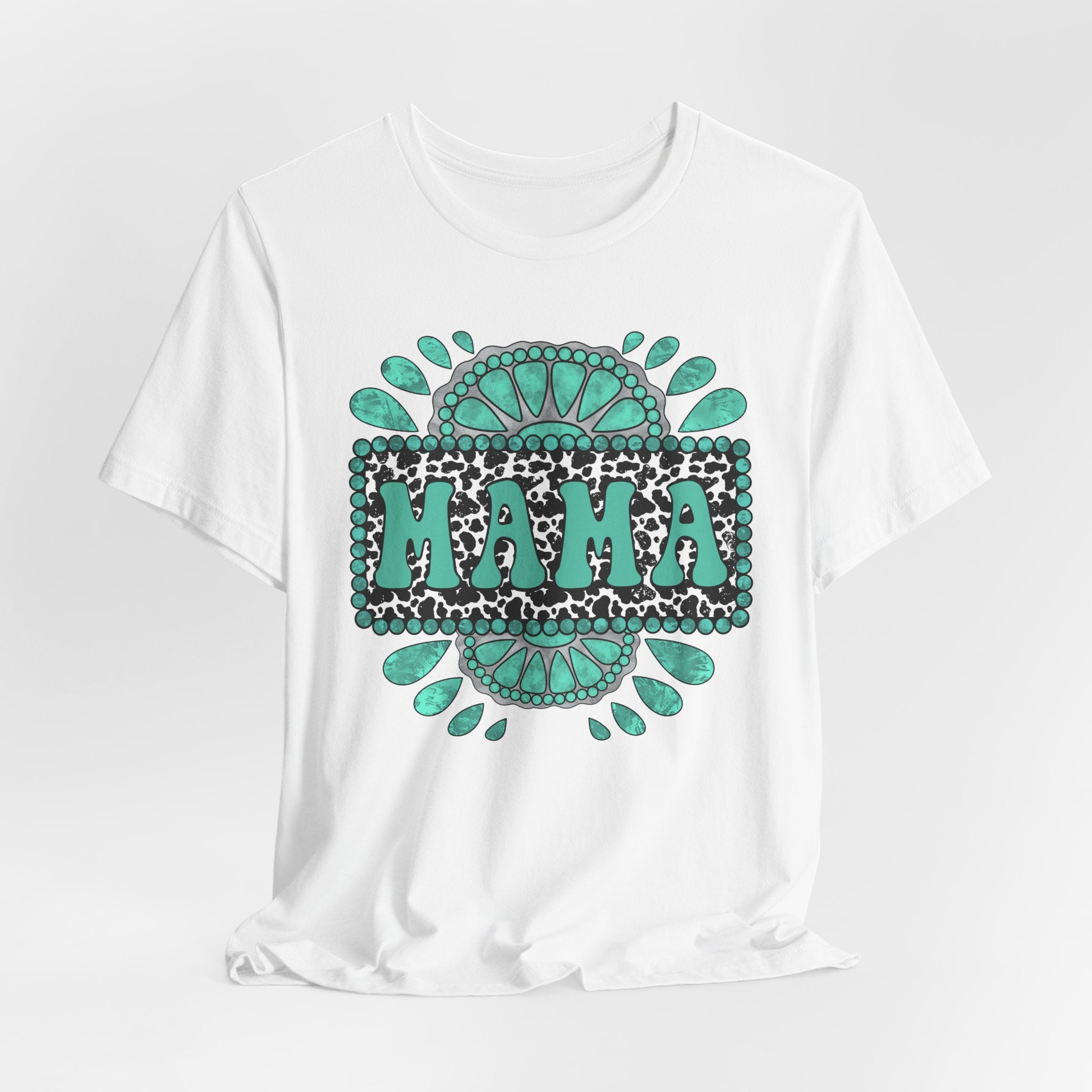Turquoise Western Mama Short Sleeve Graphic Tee (Available In 14 Colors) T-Shirt Printify White L
