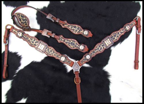 Copper Studs & Cheetah Print Headstall Set headstall set Shiloh   