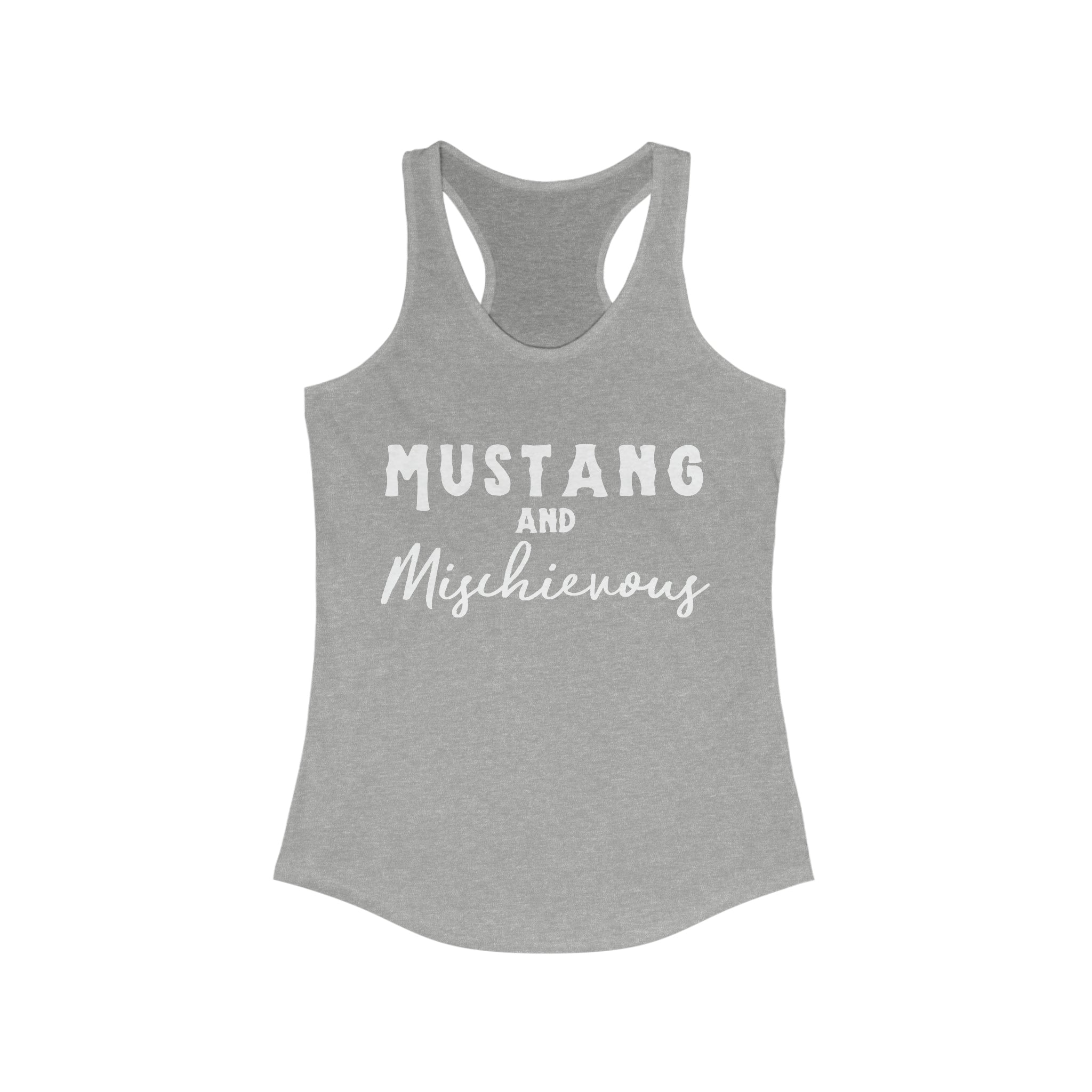 Mustang & Mischievous Racerback Tank Horse Color Shirts Printify XS Heather Grey 