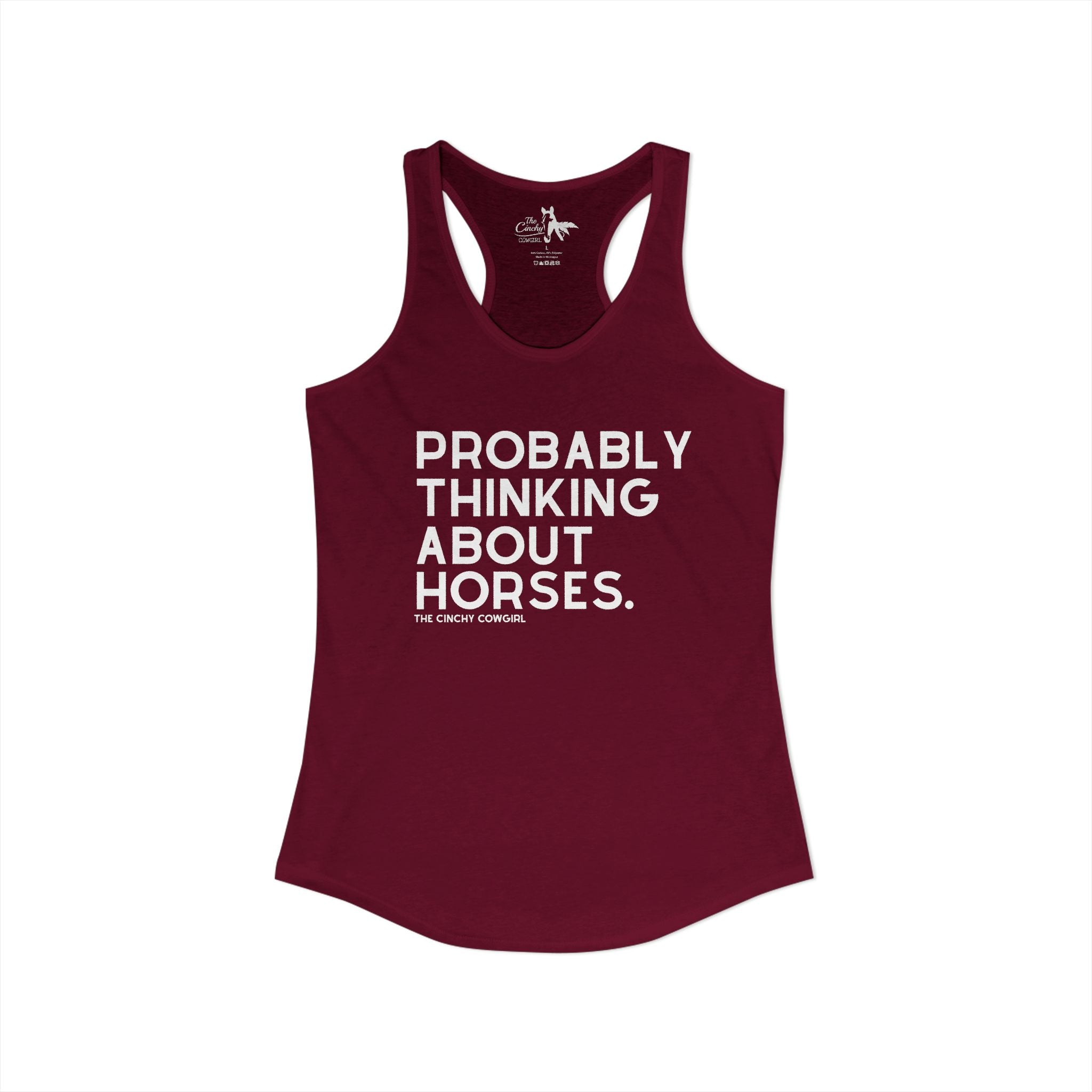 Probably Thinking About Horses Tank Top graphic tank The Cinchy Cowgirl - Print XS Solid Cardinal Red
