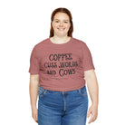 Coffee Cuss Words & Cows Short Sleeve Graphic Tee T-Shirt Printify   
