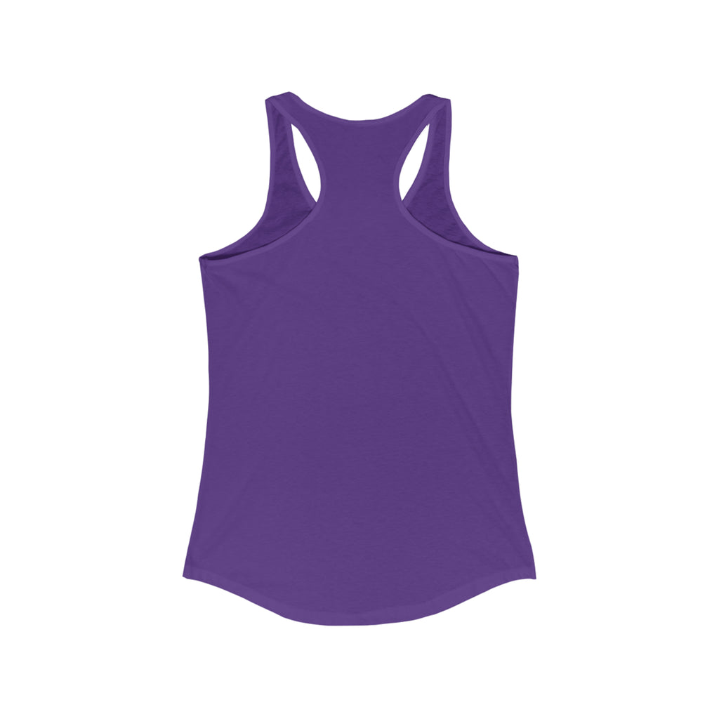 Backside of purple racerback tank top. 