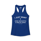 I Just Want to Drink Margaritas And Ride My Horse Tank Top Tank Top The Cinchy Cowgirl - Print XS Solid Royal