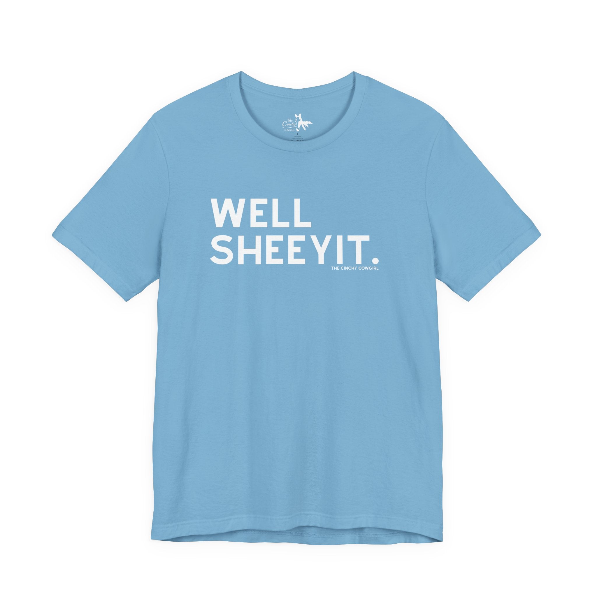 Well Sheeyit Short Sleeve Tee Graphic Tee The Cinchy Cowgirl - Print Ocean Blue XS