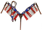 Red, White, & Blue Fringe Headstall Set headstall set Shiloh