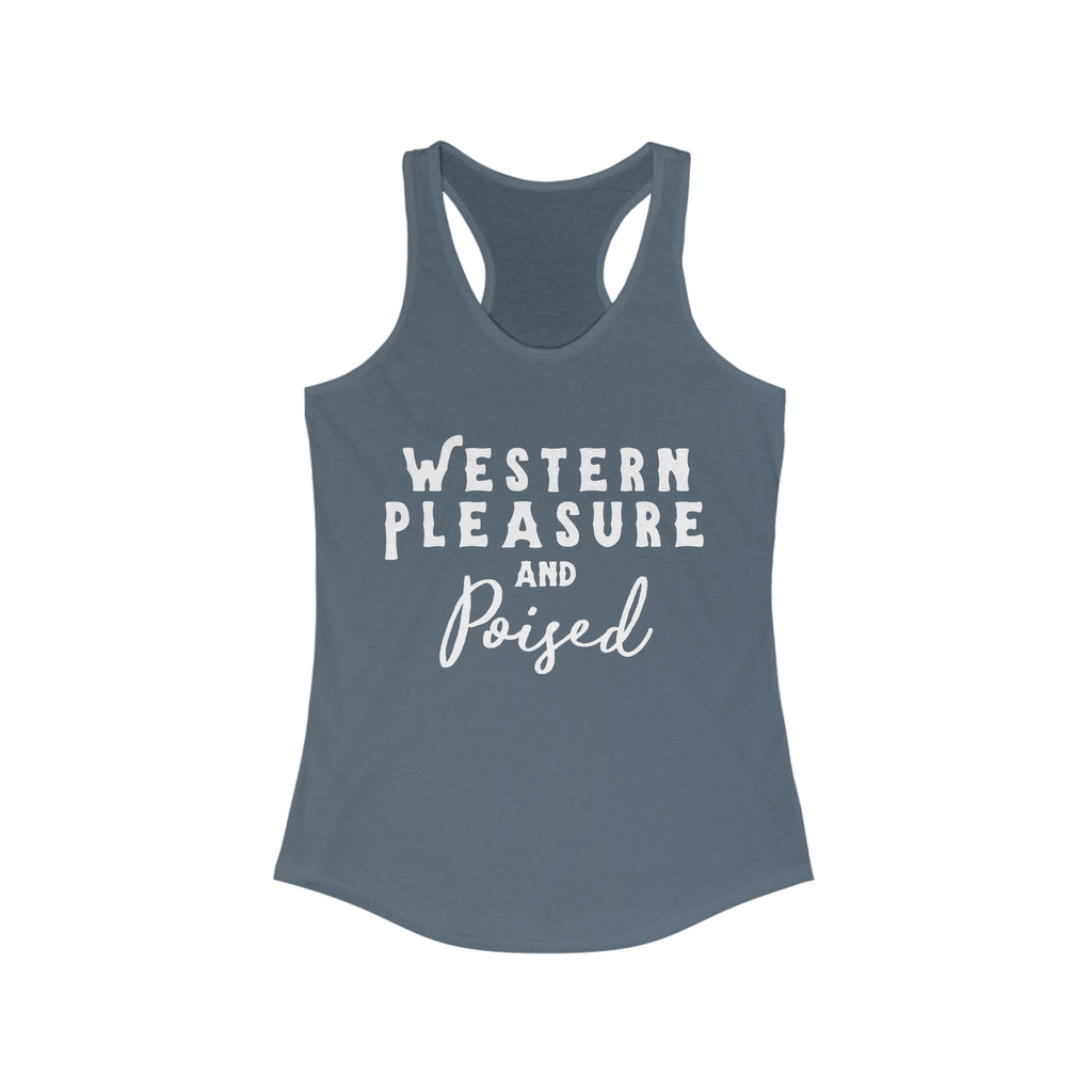 Western Pleasure & Poised Racerback Tank Horse Riding Discipline Tee Printify XS Solid Indigo 