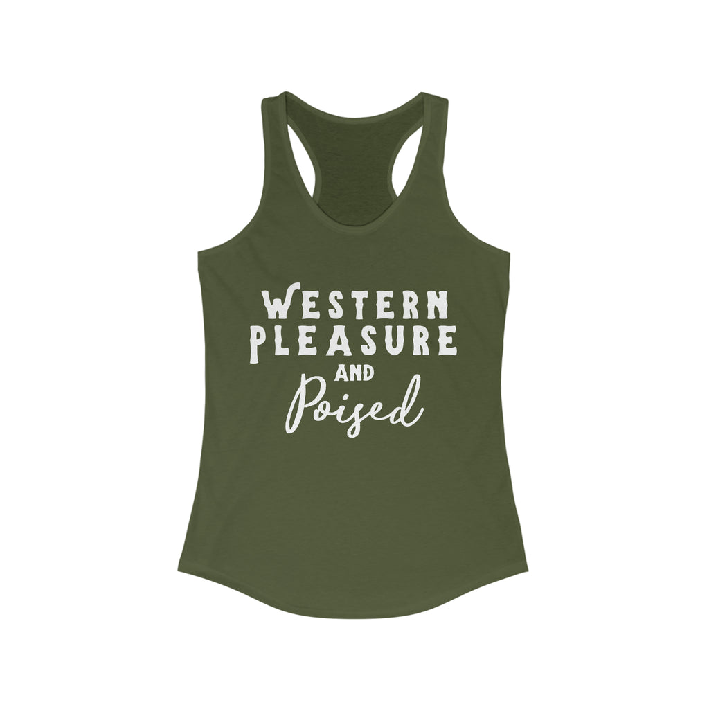 Western Pleasure & Poised Racerback Tank Horse Riding Discipline Tee Printify XS Solid Military Green 