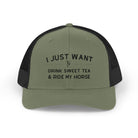 I Just Want To Drink Sweet Tea and Ride My Horse Trucker Hat Hats The Cinchy Cowgirl - Print